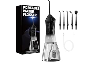 SEAPEOA Water Dental Flosser Teeth Pick: Portable Cordless Oral Irrigator 320ML Rechargeable Travel Irrigation Cleaner with 5 Flossing Tips, IPX7 Waterproof Electric Flossing Machine for Teeth Cleaning