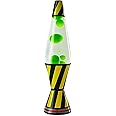 Spencer Gifts Lava® Lamp - 17" Containment Unit - The Original Motion Lamp - Green Wax and Clear Liquid with Caution Tape Printed Base Exclusive