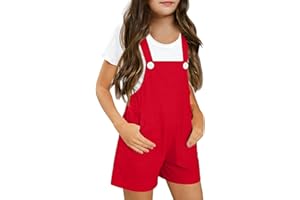 Teen Girls Overalls Shorts Kids Summer Casual Sleeveless Plain Suspender School Romper Youth Loose Fit Trendy Jumpsuit
