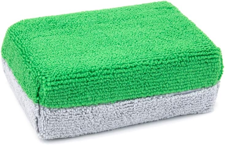 [Saver Applicator Terry] Microfiber Ceramic Coating Applicator Sponge with Plastic Barrier for IGL - 12 Pack (Green/Gray, Thick): Automotive