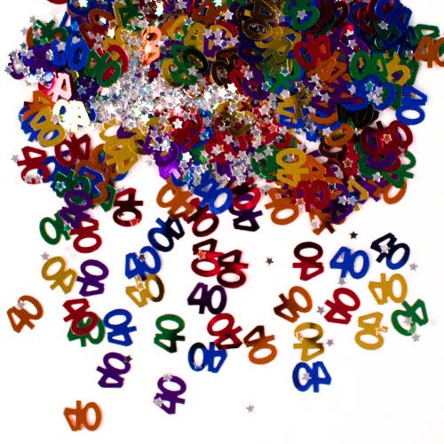40th Birthday Multi Colour Mix Table Metallic Foil Scatter Sprinkle Confetti Age 40 Decorations x 3 PACKS