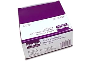 MedPro Alcohol Prep Pads – 70% Isopropyl Alcohol – Medium Size, Individually Wrapped – 200 Pads per Box