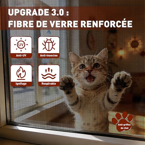 HOFUDON Mosquito Net Window Cat 250 x 120 cm, Reinforced Fibreglass | Extra Thick Mosquito Net Roll, Durable Fibre, Anti-Insect Netting, Adjustable, for Doors, Windows, Garden – Black