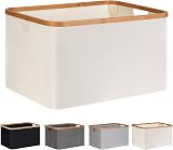 efluky 60L Foldable Bamboo Laundry Basket Collapsible Storage