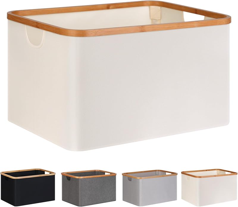 efluky 60L Foldable Bamboo Laundry Basket Collapsible Storage