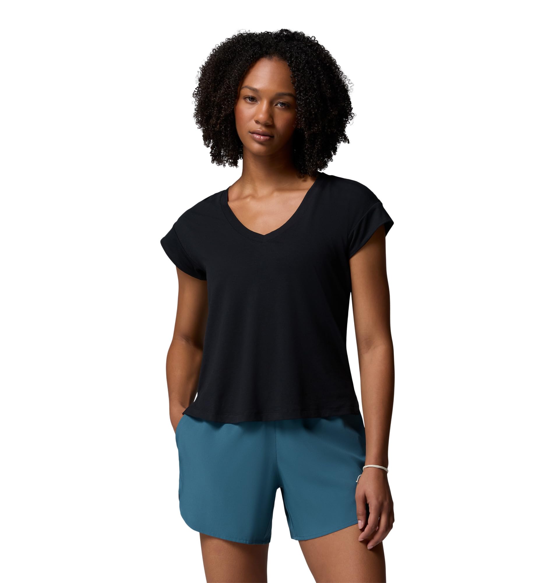 Columbia Women’s Daniela Falls V-Neck Short Sleeve Tee, Black, 3X