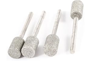 Chiloskit 10 Pics Diamond Coated 8mm Cylinder Head Mounted Points Grinding Bit Rotary Diamond Burr Set,3mm 1/8 Shank Suit for Most Rotary Tool Bit Grinder