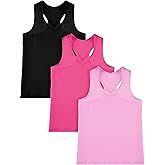 Boao 3 Pieces Girls Dance Tank Top Racerback Crop Tank Top Sleeveless Dance Outfit for Ballet Gymnastics Wear