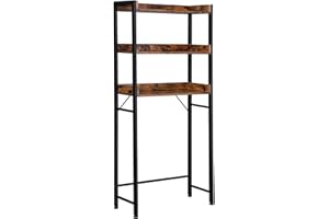 VASAGLE Over The Toilet Storage, 3-Tier Bathroom Storage Shelf, Rustic Brown and Black UBTS002B01