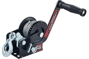 TYT 600lbs Heavy Duty Boat Trailer Winch with 19FT Steel Wire, 2-Way Ratchet & 3.2:1 Gear Trailer Winch, Portable Hand Crank 