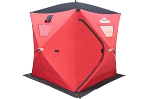 THUNDERBAY Ice Cube 2-4 Man Portable Ice Shelter, 24/34 Square Feet of Fishable Area, Portable 2-3 Person Ice Shanty