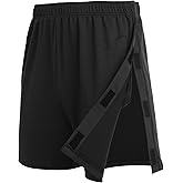Deyeek Unisex Tear Away Shorts Snap On Athletic Cotton Shorts Post Knee Surgery Recovery Hip Replacement Pants with Pockets