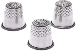 Dophee 3Pcs Silver Finger Thimble Tailor Sewing Pin Needle Grip Hands Shield Protector