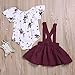 2Pcs Infant Toddler Baby Girls Summer Boho Floral Rompers Jumpsuit Strap Skirt Overall Dress Outfits Set (White, 3-6 Months)