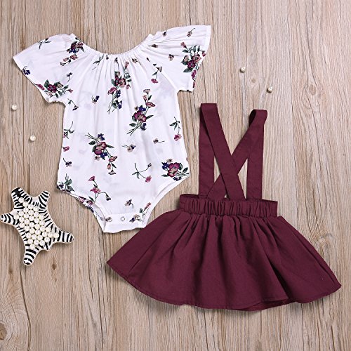 image for LOliSWan 2Pcs Infant Toddler Baby Girls Summer Boho Floral Rompers Jum
