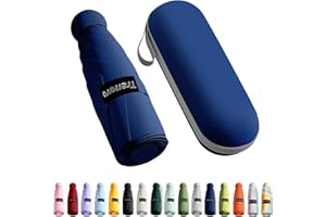 Trenovo Travel Mini Folding Compact Umbrella with Case, 8 Ribs Lightweight Portable, Small Sun & Rain Pocket Umbrella for Girls and Women