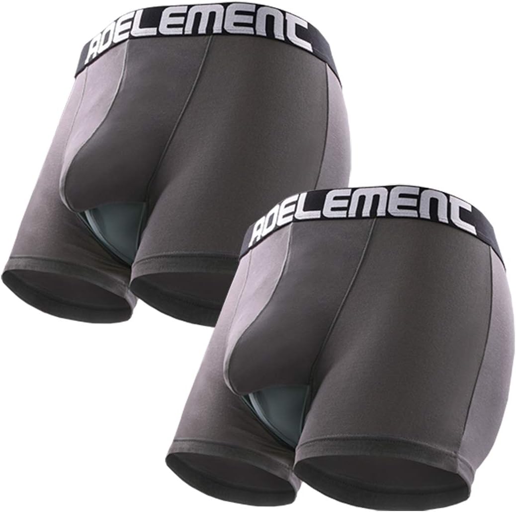 OuruikiaMen's Underwear Modal Boxer Briefs Breathable Separate Pouch Boxer Briefs with Functional Dul Fly