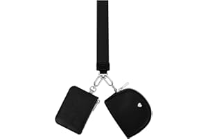 ZRRAJOY Keychain Wristlet Wallet,Keychain Double Pocket Women Wristband,Small Zipper Card Holder Mini Coin Pocket Key Holder (Black)