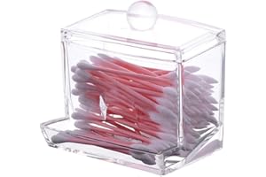 Sooyee Qtip Holder Restroom Organizer,Acrylic Q Tip Storage Organizer,Cotton Swab Holder,Qtip Dispenser,Clear