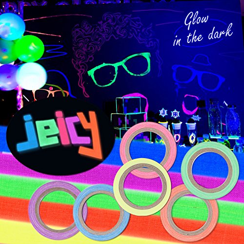 UV Blacklight Reactive Tape Neon Gaffer Fluorescent Cloth Tape For Party Decoration (12 rolls)
