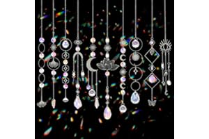 WORGREE Sun Catchers, 10 Pcs Crystal Suncatcher Prism Hanging Kit with Chain Rainbow Maker Crystals Balls Pendants Ornaments for Indoor Window Outdoor Garden Backyard Patio Car Mirror Christmas Tree Decor