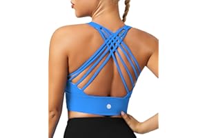 QUEENIEKE Sports Bras for Women Padded Medium Support for Yoga Cross Back Strappy Free to Be Bra