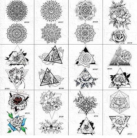 Mandala Fleur Tatouages Temporaire Femmes Géométrique Lotus