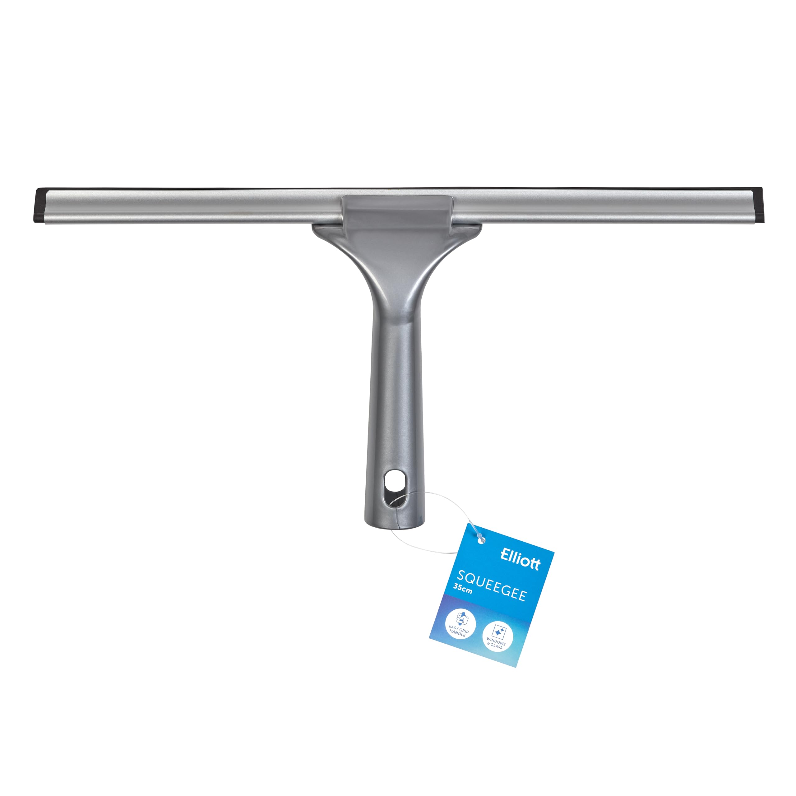 Elliott Multi-Purpose Window Squeegee perfect for streak free cleaning on Windows, shower screens, cars and mirrors, Aluminium frame housing a 35cm rubber squeegee with an ergonomic Grey Handle.
