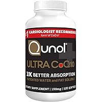 Qunol Ultra CoQ10 100mg, 3x Better Absorption, Patented Water and Fat Soluble Natural Supplement Form of Coenzyme Q10…