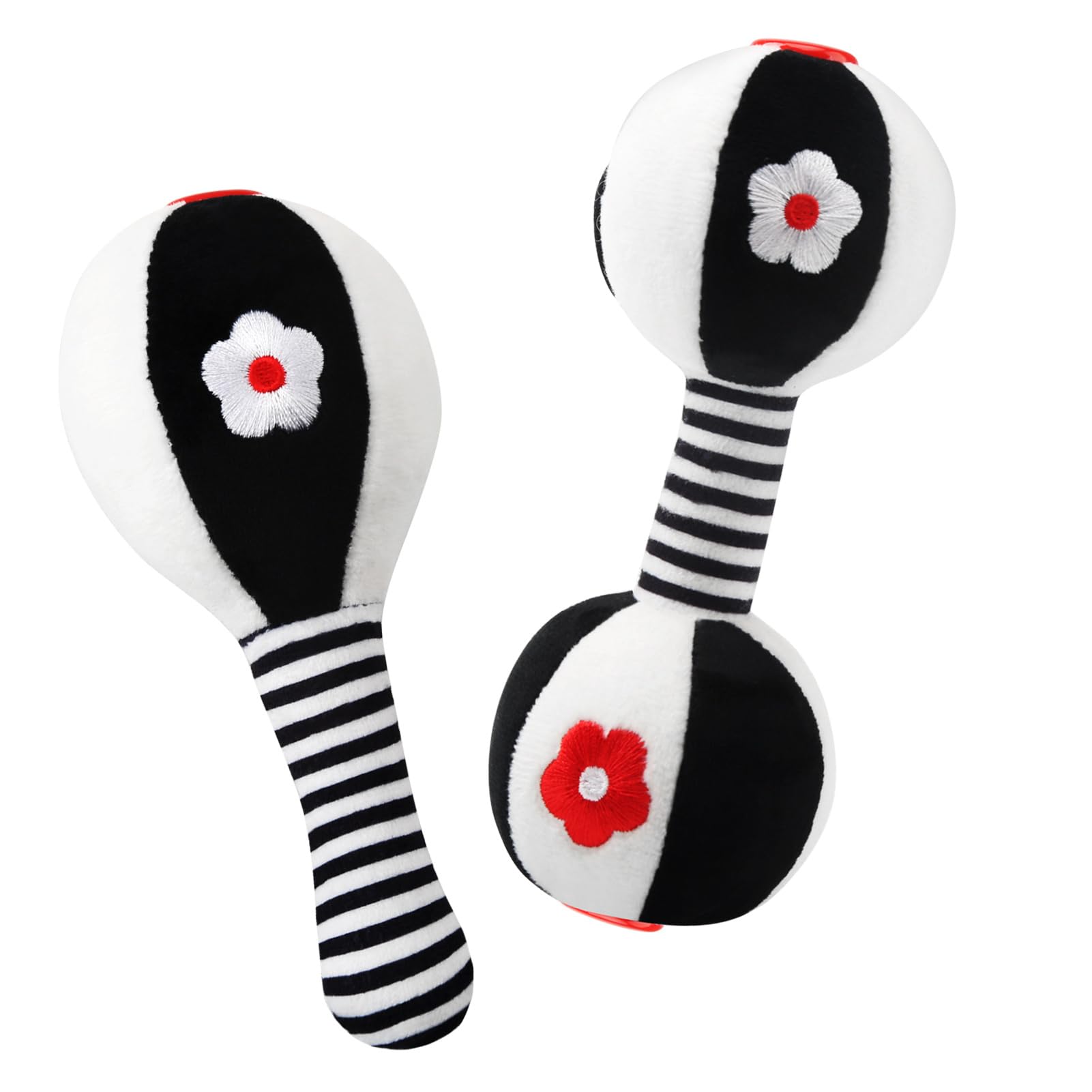 Ballery Baby Sensory Soft Rattle Toy, 2 Pack Plush Baby Soft Rattle Toys, Newborn Toys, Black and White Sensory Toys First Montessori Educational Play Toys for Infant Toddler 0-12 Months