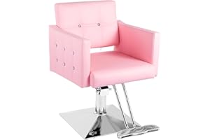 Dangvivi Pink Salon Chair for Hair Stylist,Barber Hair Salon Chair, Stylist Chairs with Hydraulic Pump, 360 Degrees Swivel, Beauty Braiding Chairs for Women Man