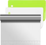 Vicloon 3 Pc Stainless Steel Dough Scraper Cutter Set with Measuring Scale view 1