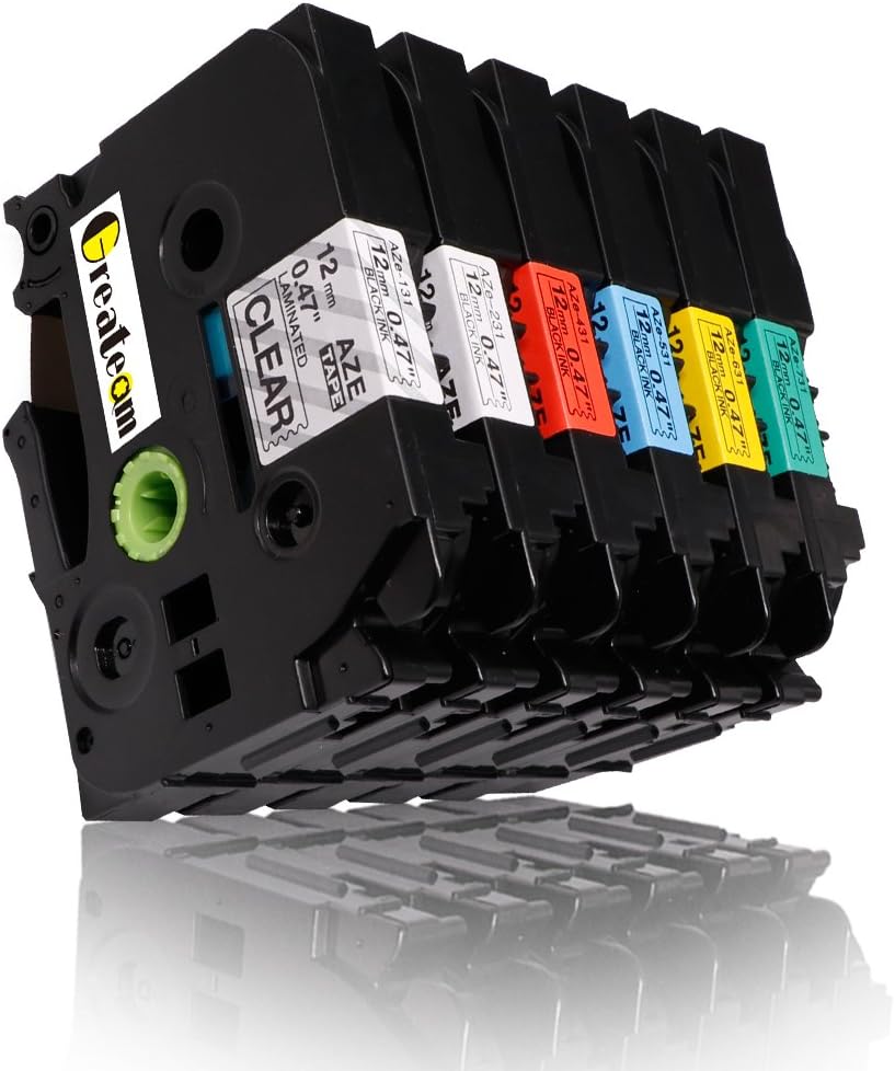 Greateam Compatible Label Tape Replacement for Brother P-Touch Label Tapes TZ131 TZ231 TZ431 TZ531 TZ631 TZ731 12mm 0.47" TZe Tapes, for Brother PTD210 PT1890 PTH110 PTD400 PT1290 PTD600, 6-Pack: Office Products