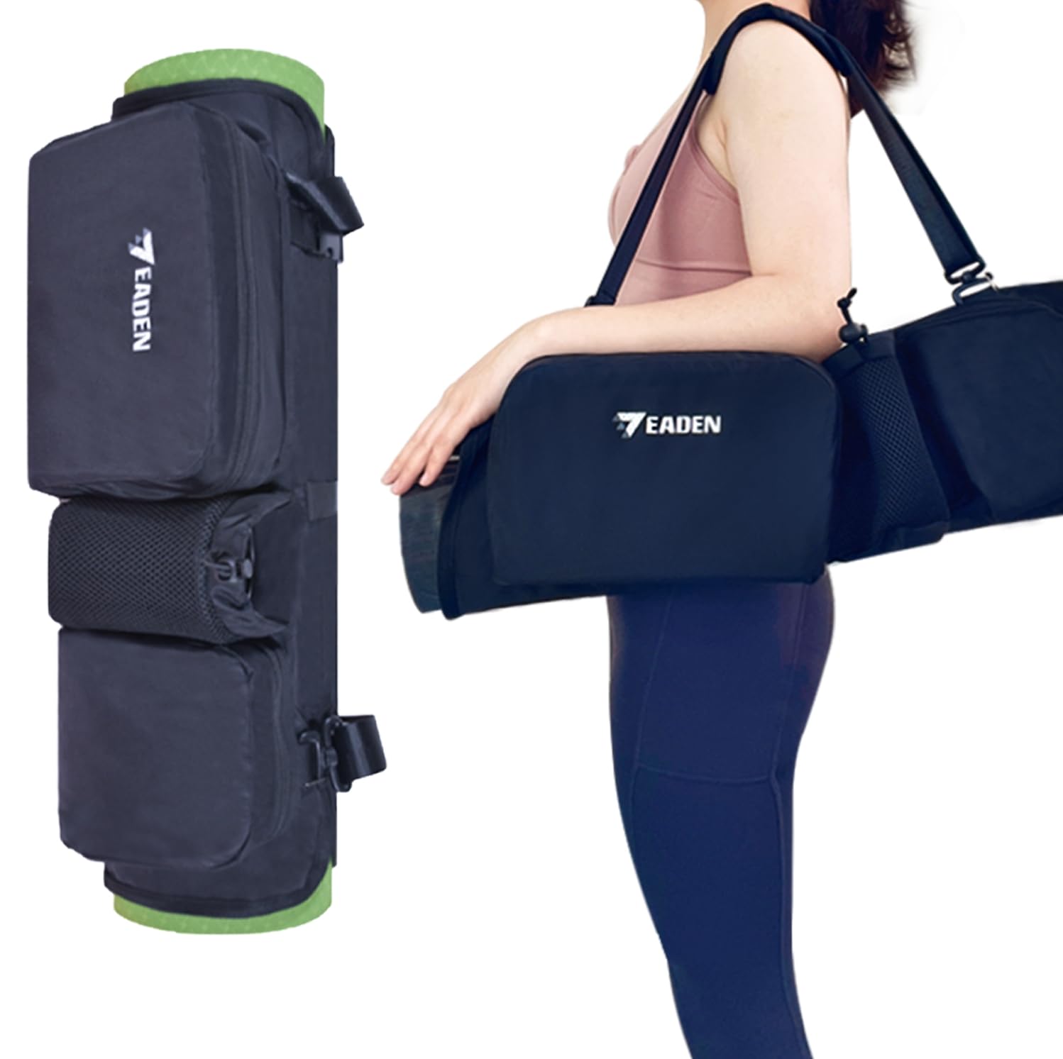 Photo 1 of IEADEN Yoga Mat Bag - Waterproof, Multi Pockets, Adjustable Strap, Fit for 1/4" 1/3" 1/2" Thick Yoga Mat, Storage for Most Yoga Accessories - Perfect Tote Carrier for Yoga, Gym, Travel