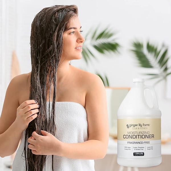 GINGER LILY FARMS CLUB & FITNESS MOISTURIZING CONDITIONER FOR DRY HAIR, 100% VEGAN & CRUELTY-FREE, FRAGRANCE FREE, 1 GALLON (128 FL OZ) REFILL