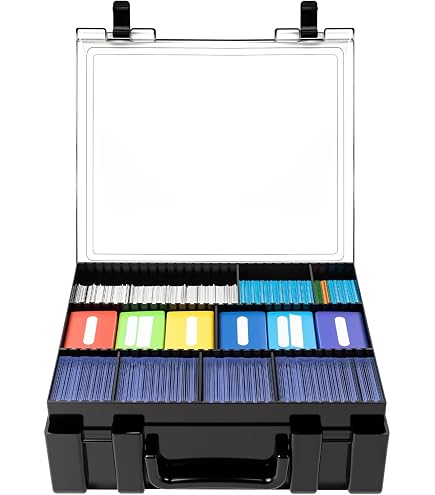 Mlikero Paquete de 6 cajas de cartas, funda transparente Commander con 600 fundas para tarjetas y divisores, caja de almacenamiento de tarjetas de tamaño estándar, ajuste perfecto para MTG, deportes Mlikero Paquete de 6 cajas de cartas, funda transparente Commander con 600 fundas para tarjetas y divisores, caja de almacenamiento de tarjetas de tamaño estándar, ajuste perfecto para MTG, deportes