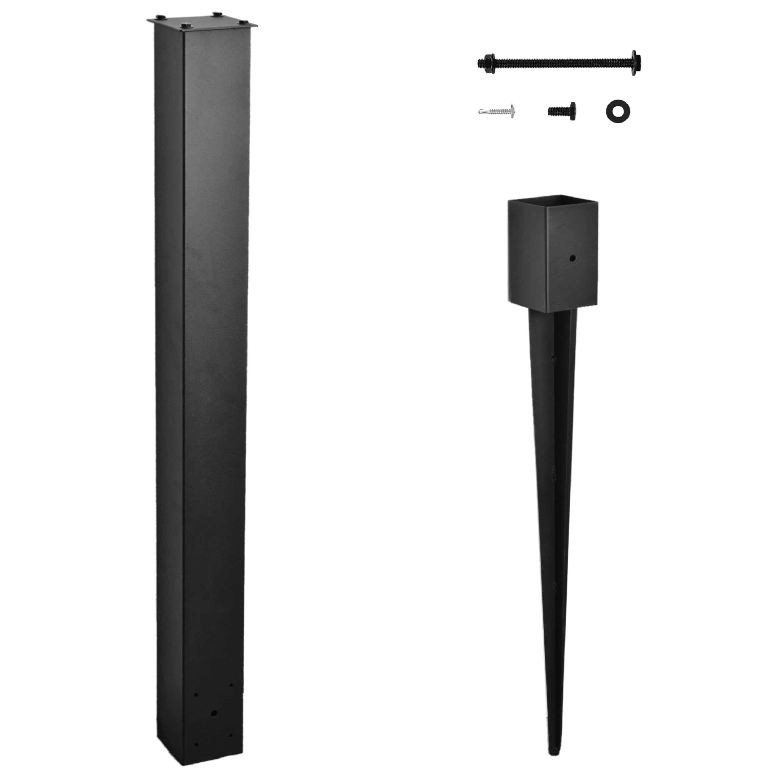 Photo 1 of ****MISSING SCREWS **** BTRAM Heavy Duty Mailbox Post, 43" In-Ground Mounting Post for Use with Mailbox (Black)