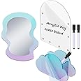 Svartur Iridescent Locker Accessories, Magnetic Locker Mirror and Pen Holder & Acrylic Magnetic Dry Erase Board for Fridge, Office, Back to School Essential Locker Set for Locker Organizer, Irregular