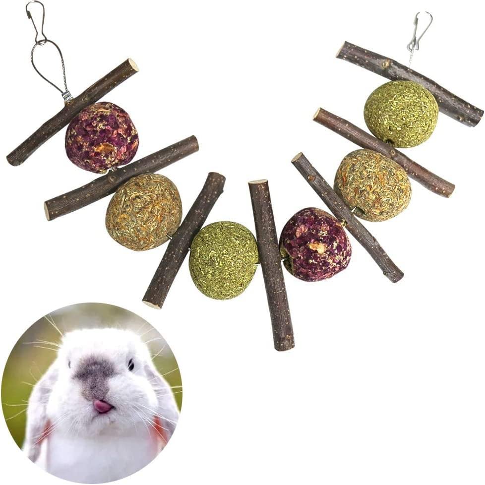 Barley Ears Bunny chew toys, rabbit hamster apple stick natural grass ball natural rose flower ball, rabbit hamster parrot chinchilla guinea pig gerbil chewing molar toy