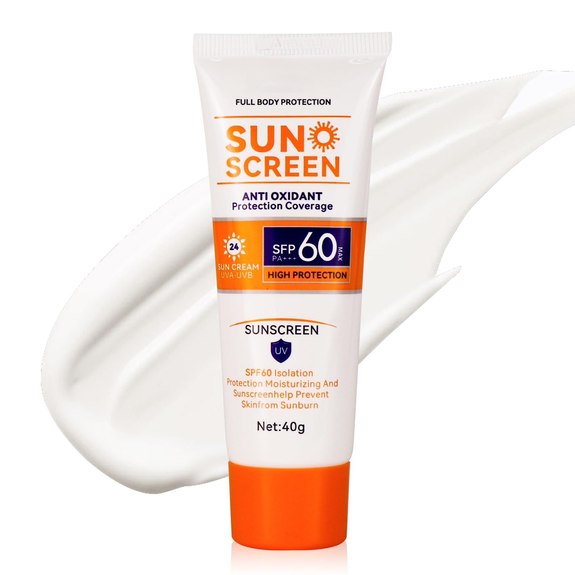 Liillya SPF 60 Face Sunscreen Body Sunscreen Sun Lotion SPF 50+, UVA & UVB Protection, Non Greasy, Water Resistant, Light Texture Sun Protection, No White Cast, Fragrance Free, for Women & Men, 40g