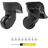 BQLZR Black Luggage Wheels Replacement Plastic Left &amp; Right Swivel Luggage Suitcase Caster Wheels with 4 Holes,Hole Pitch (1.3"/1.54"/1.77"/1.18") 360 Degree Rotation