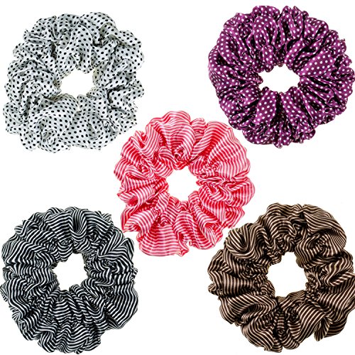 5 Hair Scrunchies Bobbles Bands Holders Set
