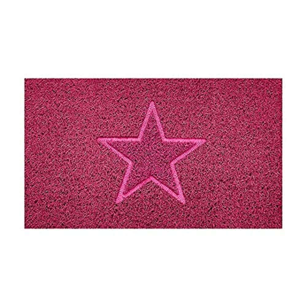 Nicoman Embossed Spaghetti Door Mat Dirt-Trapper Jet-Washable Doormat 70x43cm (Pink, STAR Shape) - Use Indoor or Sheltered Outdoor