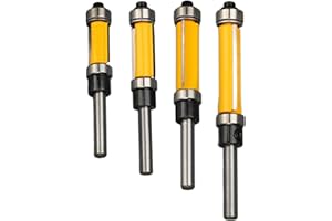 HaloVerde Carbide Flush Trim Bit Set with 1 / 4 Inch Shank and 1 / 2 Inch Cutting Diameter Featuring Dual Top / Bottom Bearin