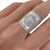 Handmade Sterling Silver Mandala ring, Boho Ethnic Tribal Sun Solar Ring, Bohemian Gypsy Silver Ring, Adjustable to sizes 6-12, Can fit also as Thumb Ring