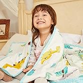 Weighted Idea Cooling Weighted Blanket Kids 10 lbs 41"x60" (100% Cotton, Dinosaur) with Premium Glass Beads