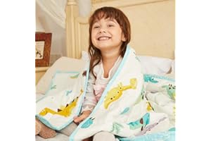 Weighted Idea Cooling Weighted Blanket Kids 10 lbs 41"x60" (100% Cotton, Dinosaur) with Premium Glass Beads