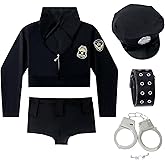 SSQUEEN Women Police Costume Officer Uniform Deputy Halloween Masquerade