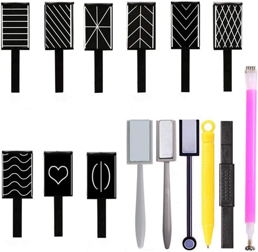 Shogpon Magnet Stick, 15 PCS Manicure Nail Art Tool for Cat Eye Effect DIY Magic 3D Powder Gel Nail Polish