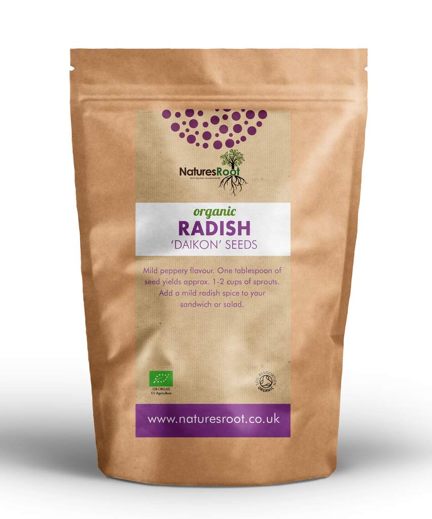Nature’s Root Organic Radish 'Daikon' Sprouting Seeds 250g - Radish Microgreens | Keto Superfood | Tasty Nutrition | Easy Sprouting | Non-GMO